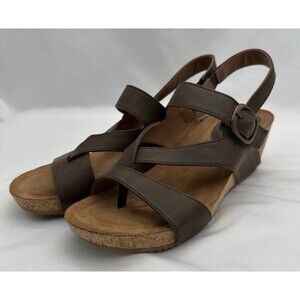 Eurosoft Evelyn Wedge Sandal, Women’s Size 8 M, Brown Lightweight